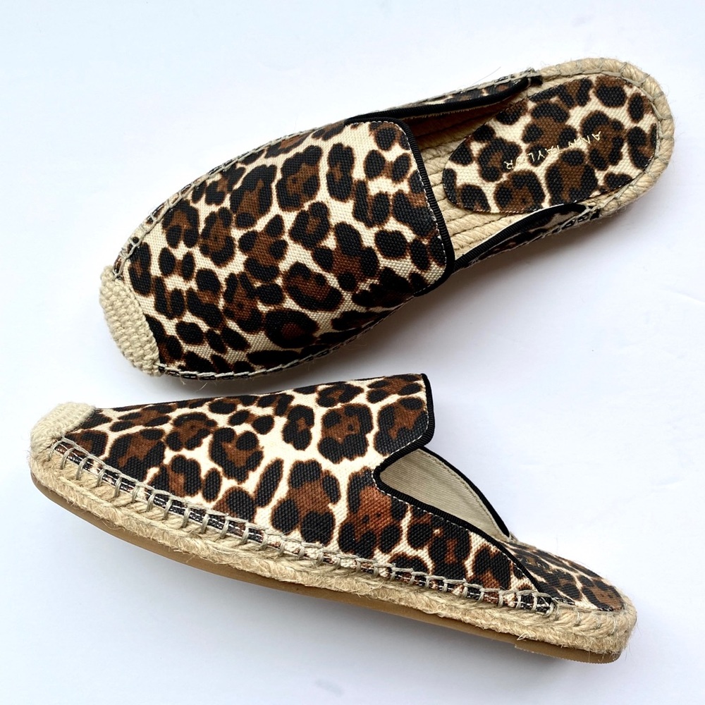 Leopard Animal Print Slip On Espadrille Mules